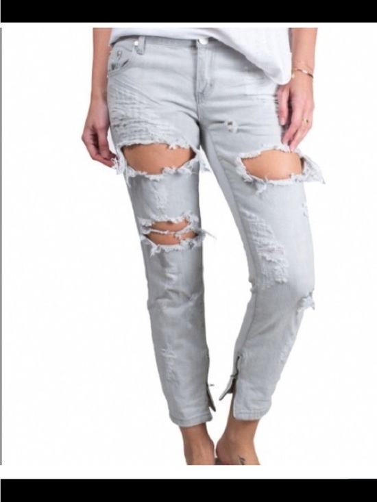 One Teaspoon Denim - ONE TEASPOON Women's LighT WASH TRASHED FREE BIRDS